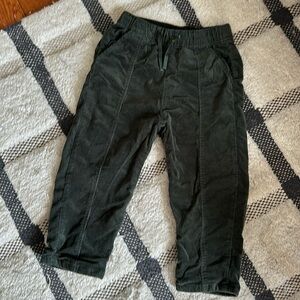 Zara Soft Lined Corduroy Drawstring Elastic Waist Pants Sz 3T - 4T Dark Green